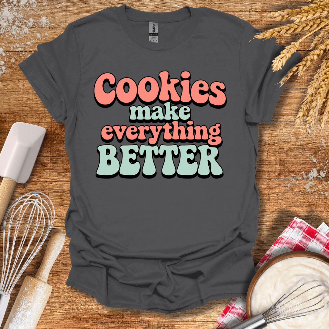 Cookies Make Everything Better Retro T-Shirt Charcoal / S Baking Threads