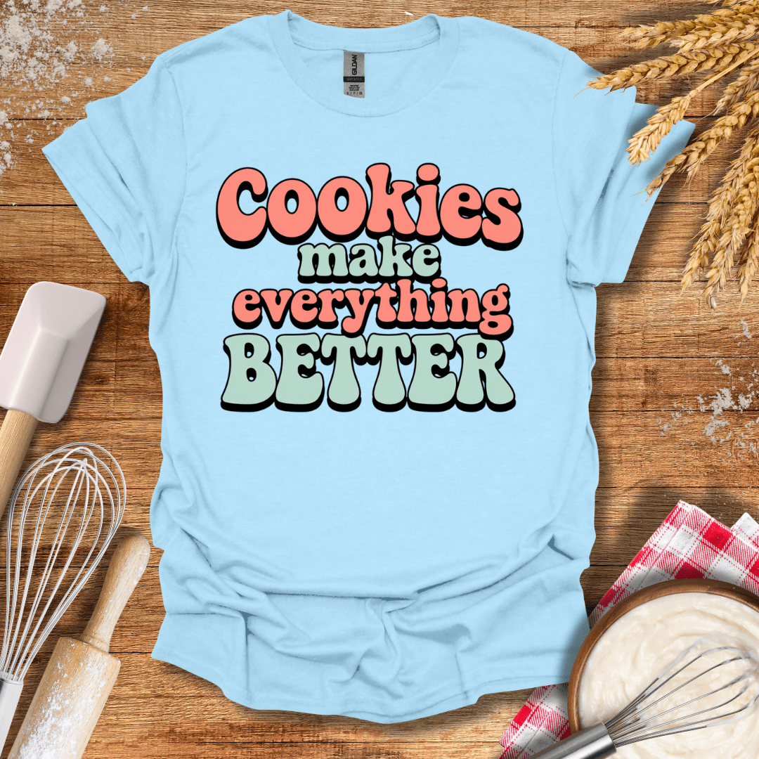 Cookies Make Everything Better Retro T-Shirt Light Blue / S Baking Threads