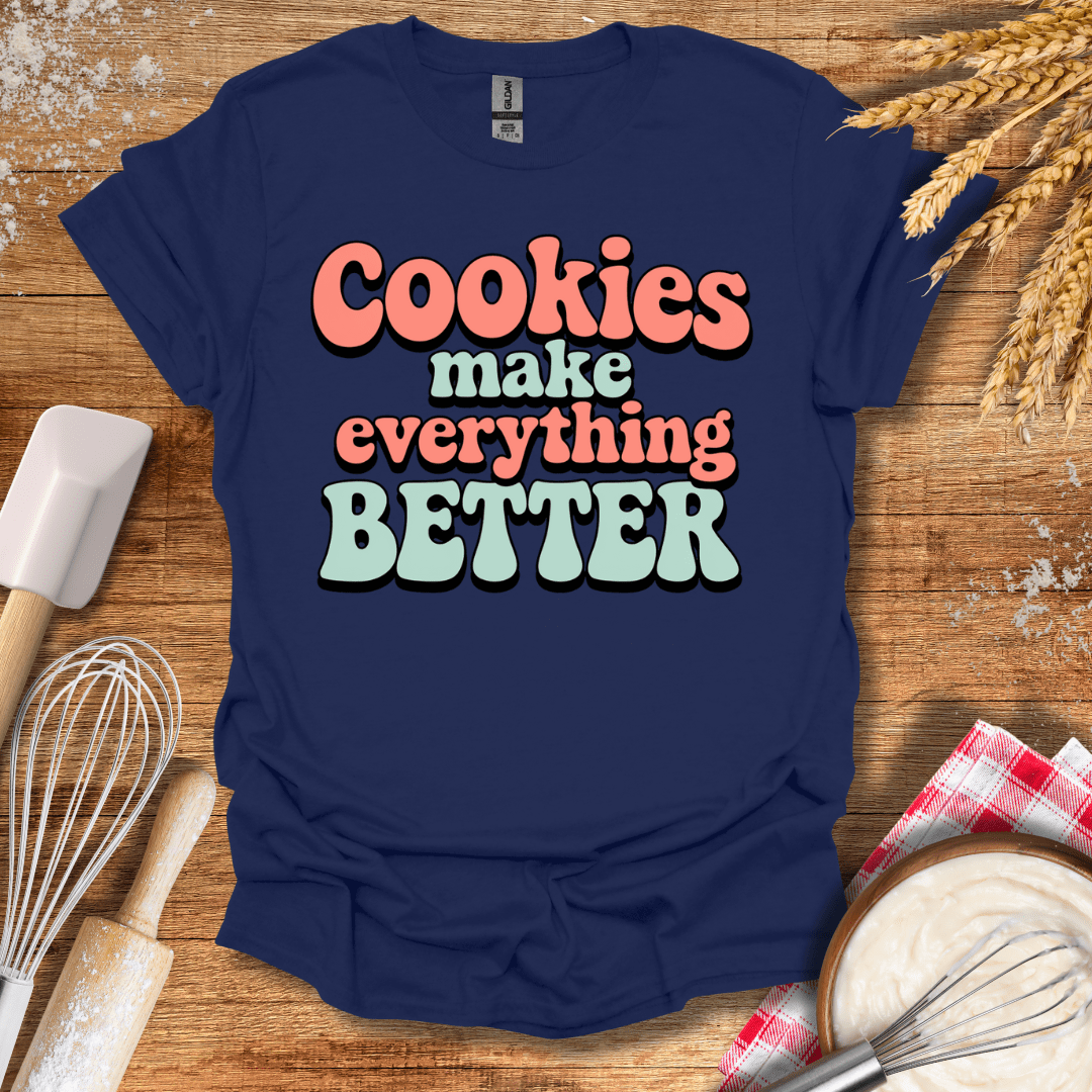 Cookies Make Everything Better Retro T-Shirt Navy / S Baking Threads