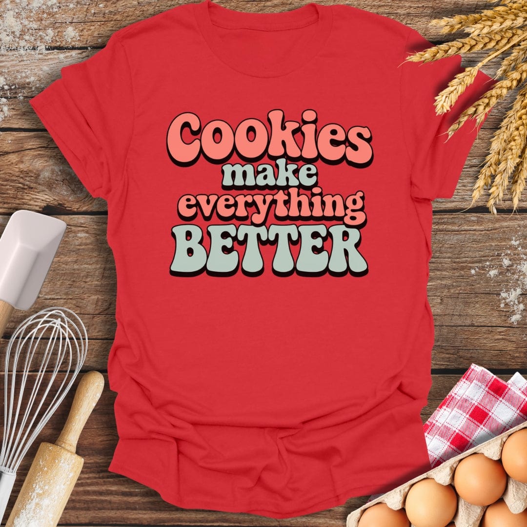 Cookies Make Everything Better Retro T-Shirt Red / S Baking Threads