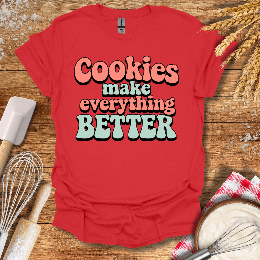 Cookies Make Everything Better Retro T-Shirt Red / S Baking Threads