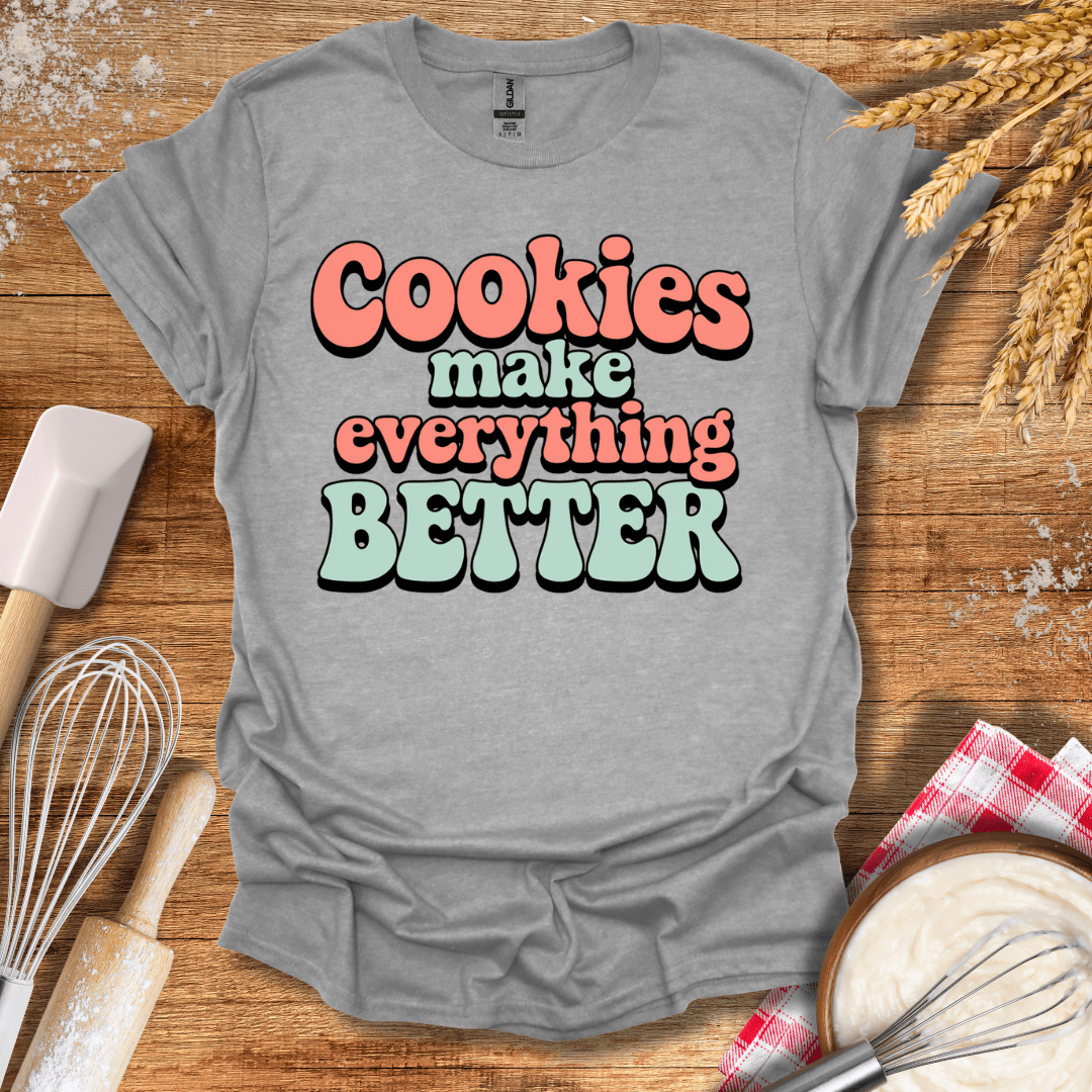 Cookies Make Everything Better Retro T-Shirt Sport Grey / S Baking Threads