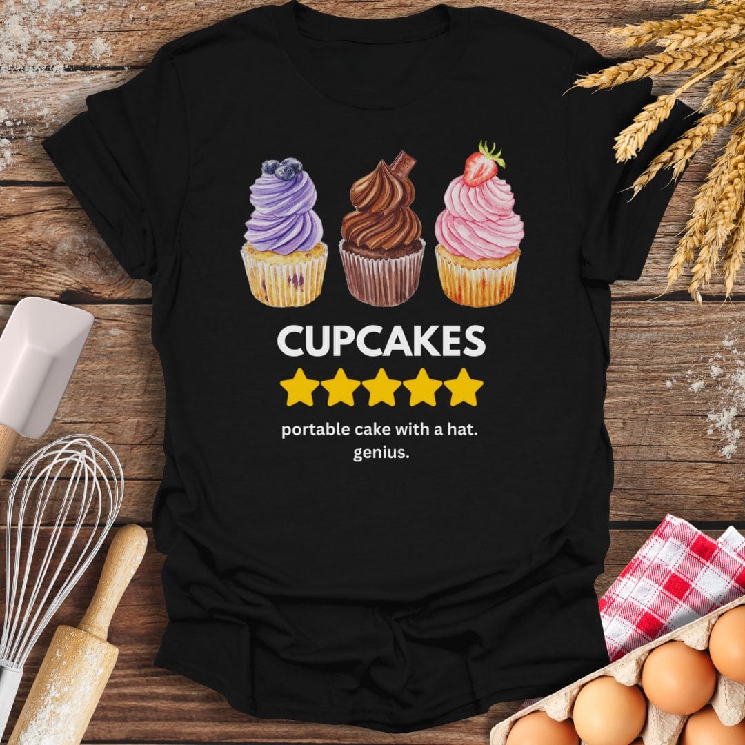 Cupcakes: 5 Star Review T-Shirt Black / S Baking Threads