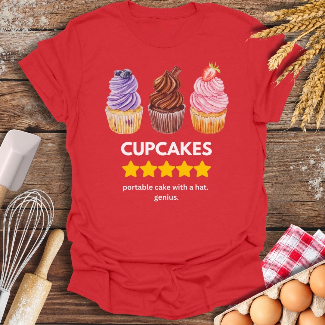 Cupcakes: 5 Star Review T-Shirt Red / S Baking Threads