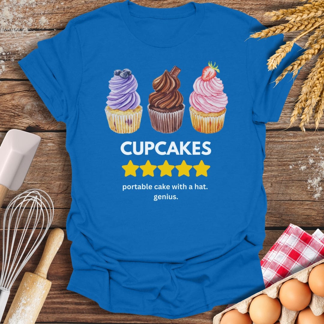 Cupcakes: 5 Star Review T-Shirt Royal / S Baking Threads