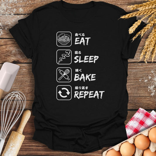 Eat Sleep Bake Repeat T-Shirt Black / S Baking Threads