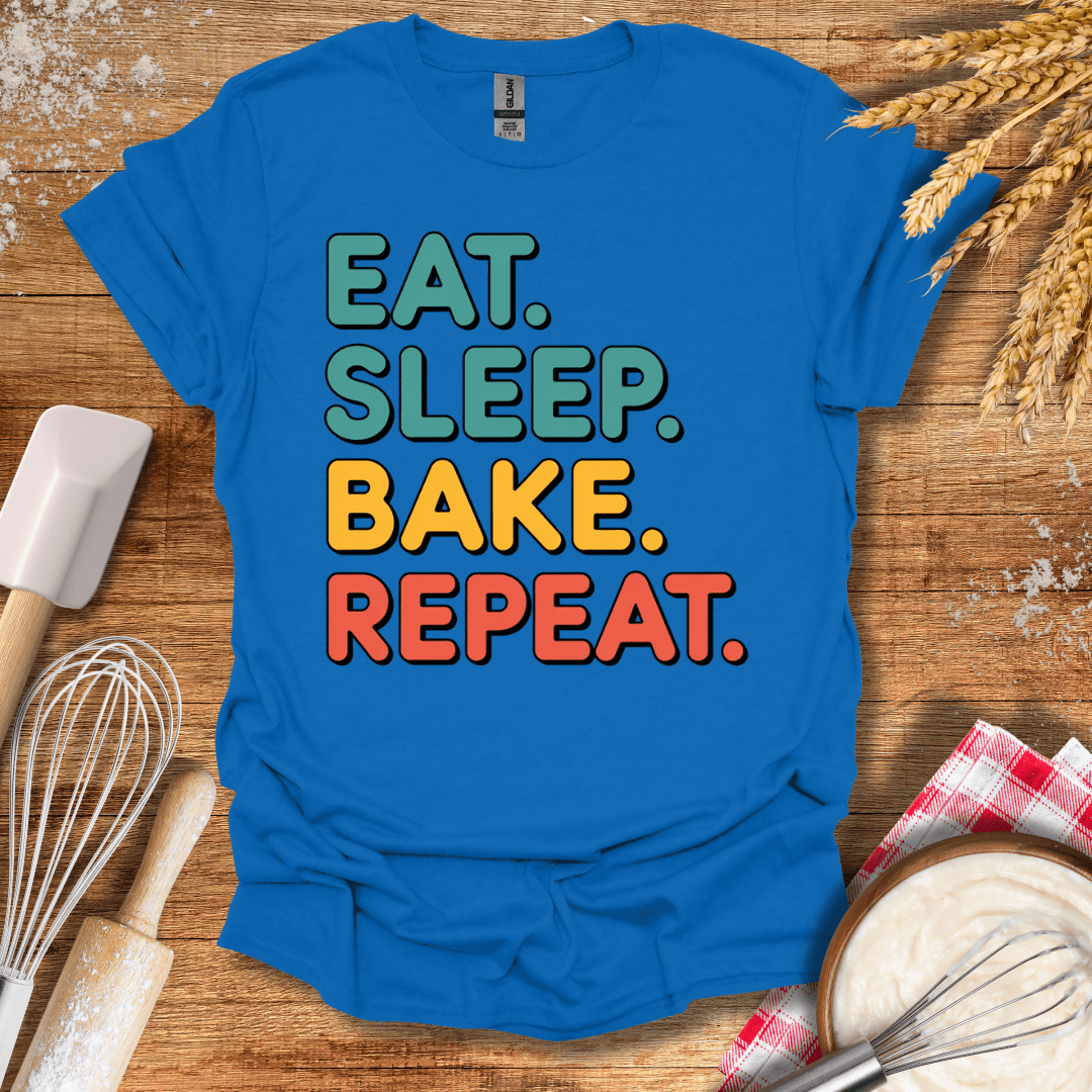 Eat. Sleep. Bake. Repeat. T-Shirt Royal / S Baking Threads