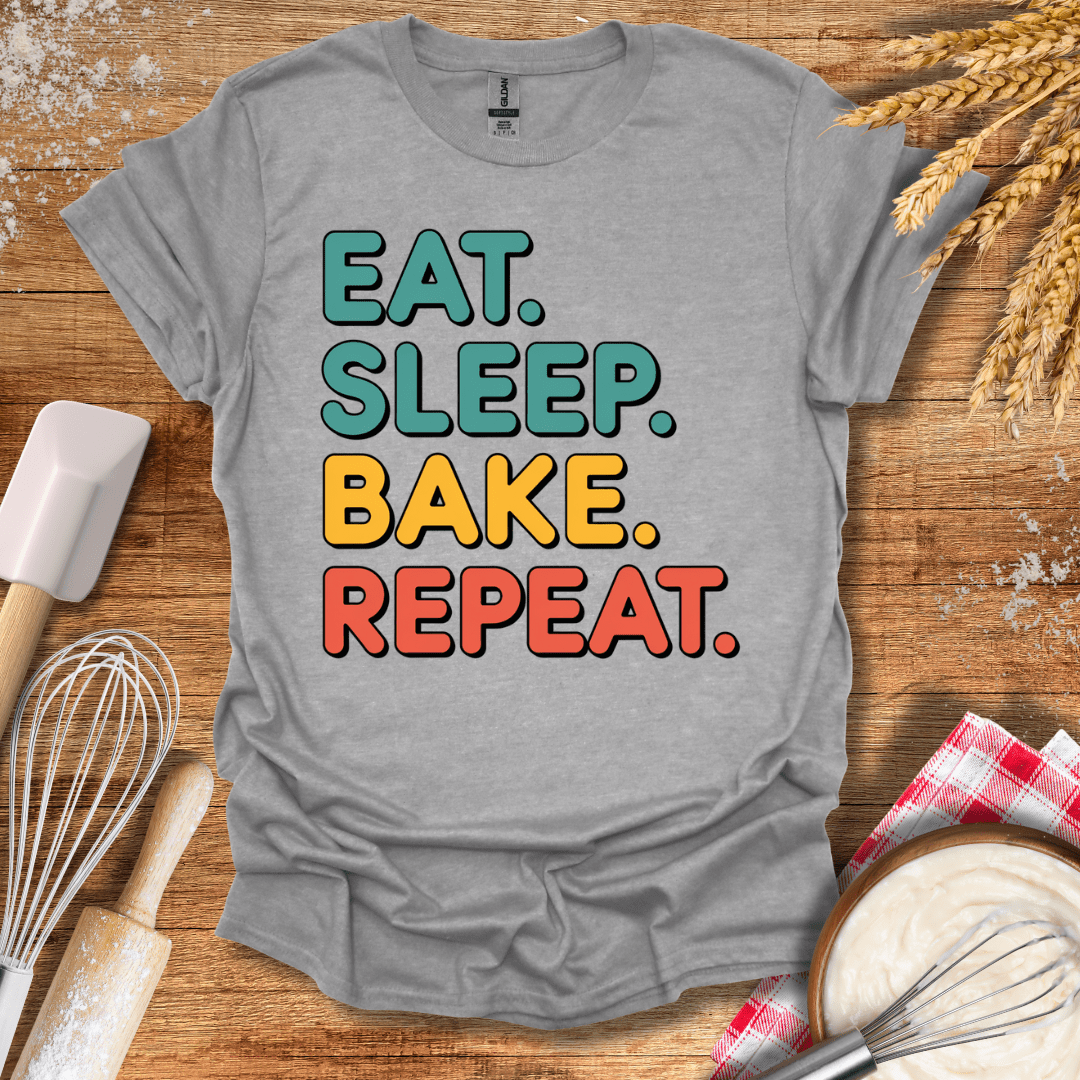 Eat. Sleep. Bake. Repeat. T-Shirt Sport Grey / S Baking Threads