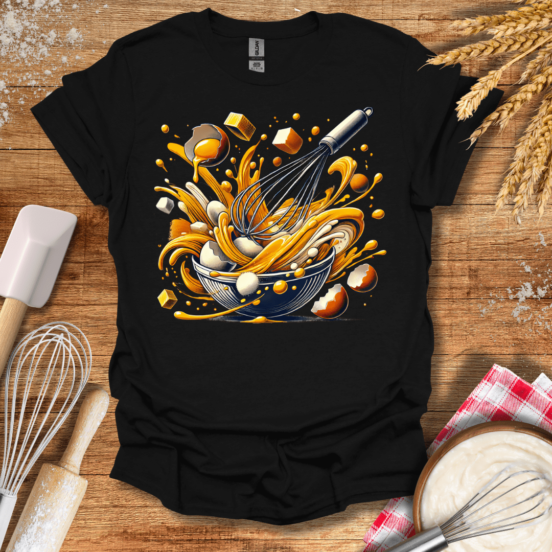 Egg Whisking Frenzy T-Shirt Black / S Baking Threads