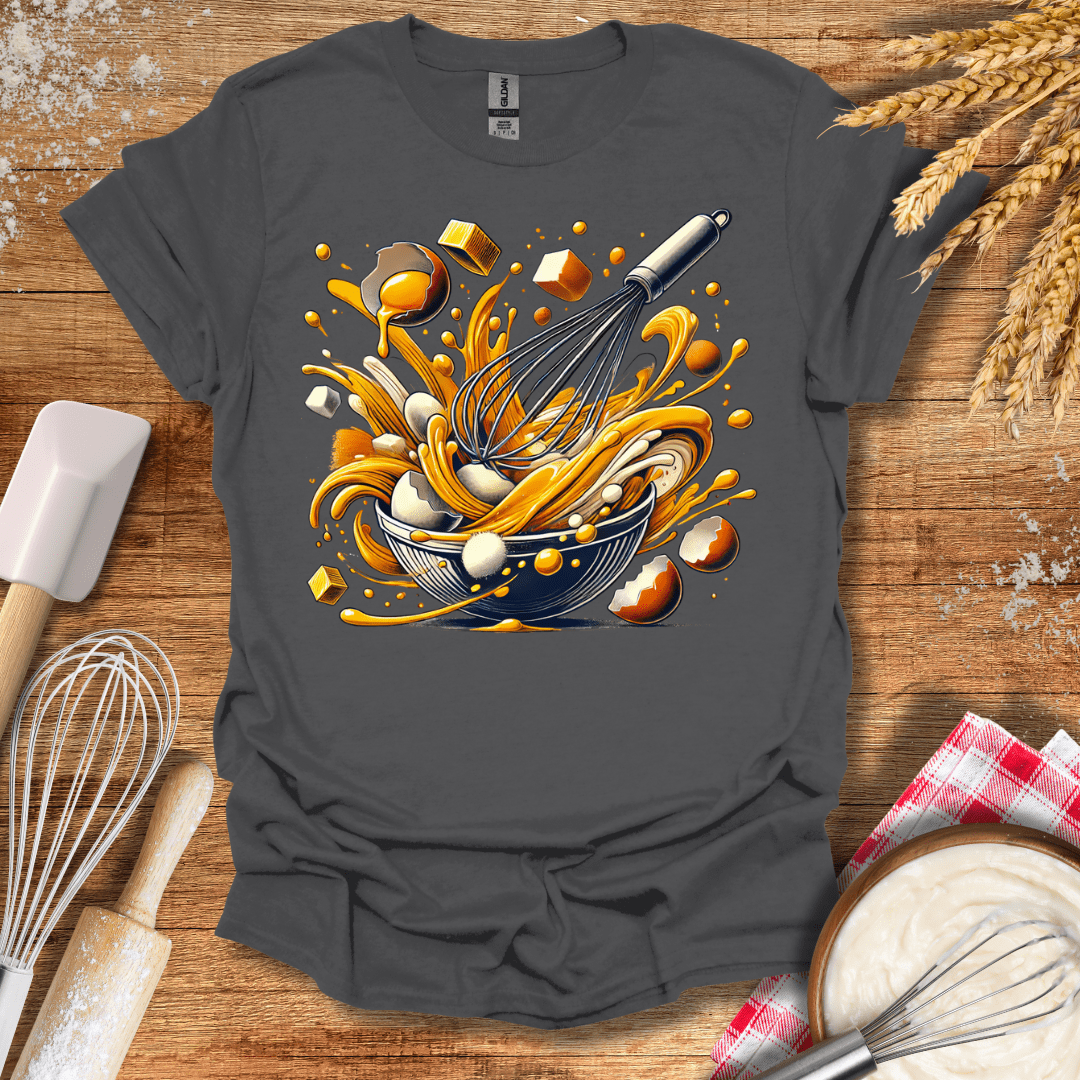 Egg Whisking Frenzy T-Shirt Charcoal / S Baking Threads