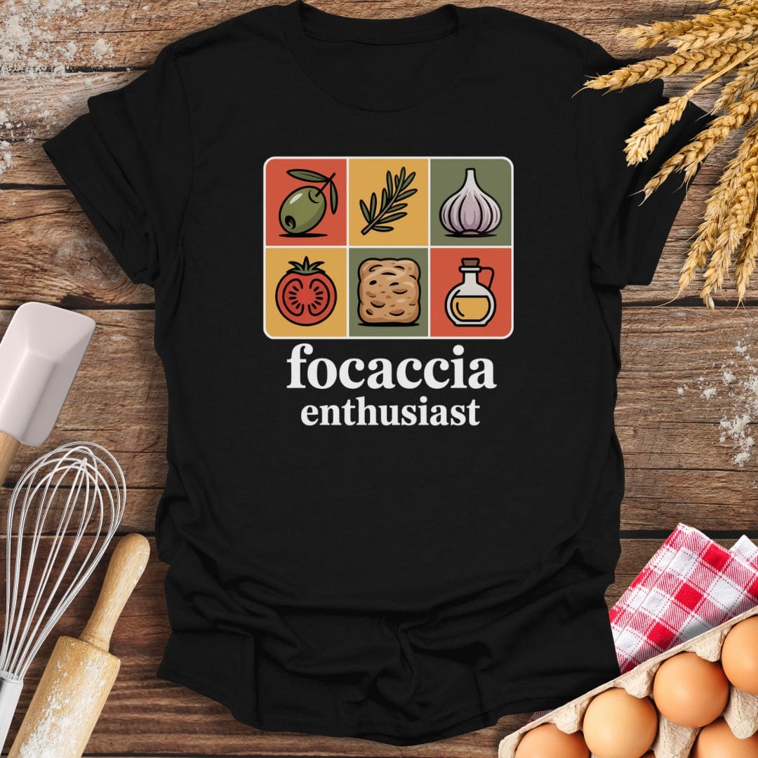 Focaccia Enthusiast T-Shirt Black / S Baking Threads