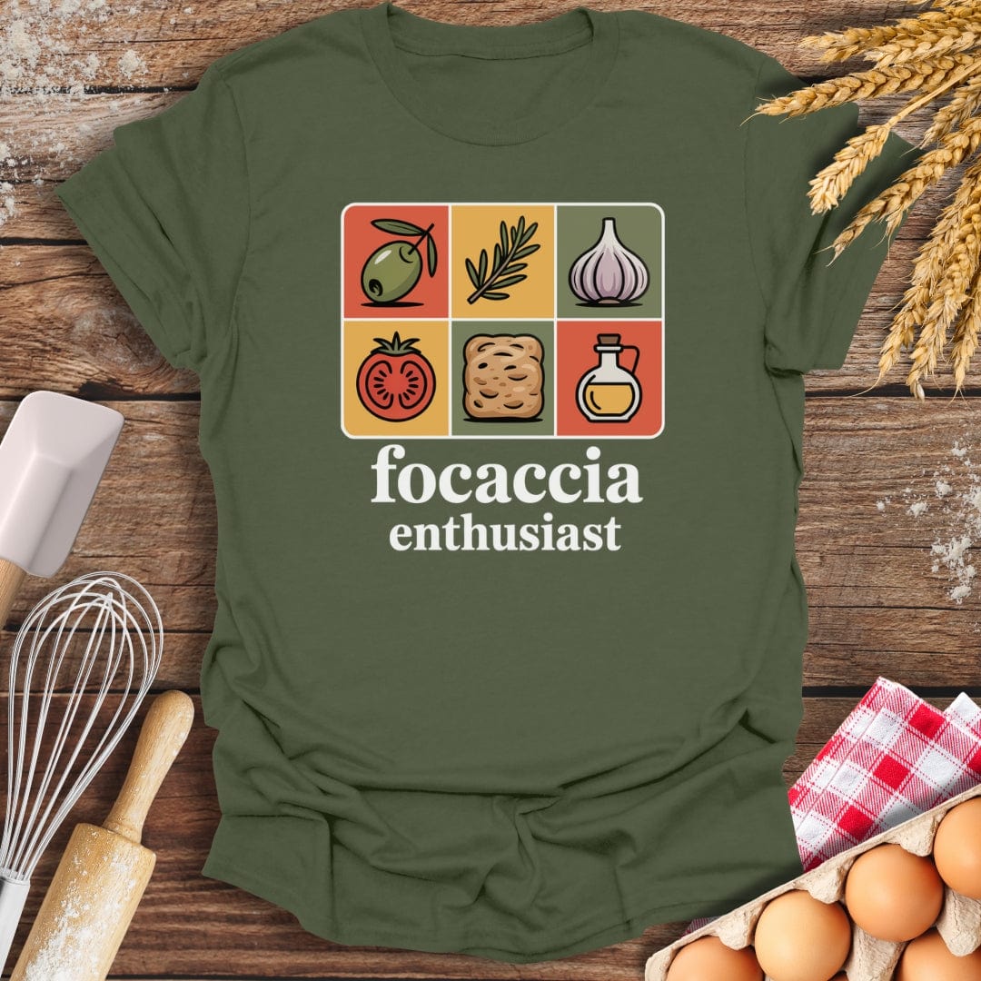 Focaccia Enthusiast T-Shirt Military Green / S Baking Threads