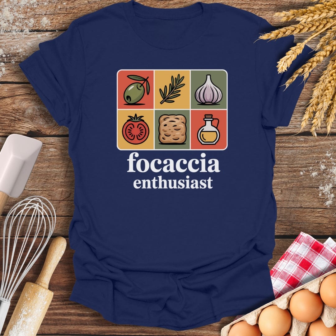 Focaccia Enthusiast T-Shirt Navy / S Baking Threads