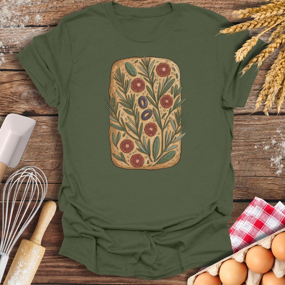 Focaccia Flowerbed T-Shirt Military Green / S Baking Threads