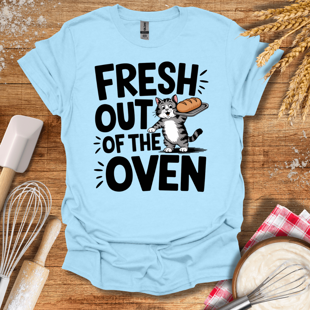 Fresh Out of The Oven Cat T-Shirt Light Blue / S Baking Threads