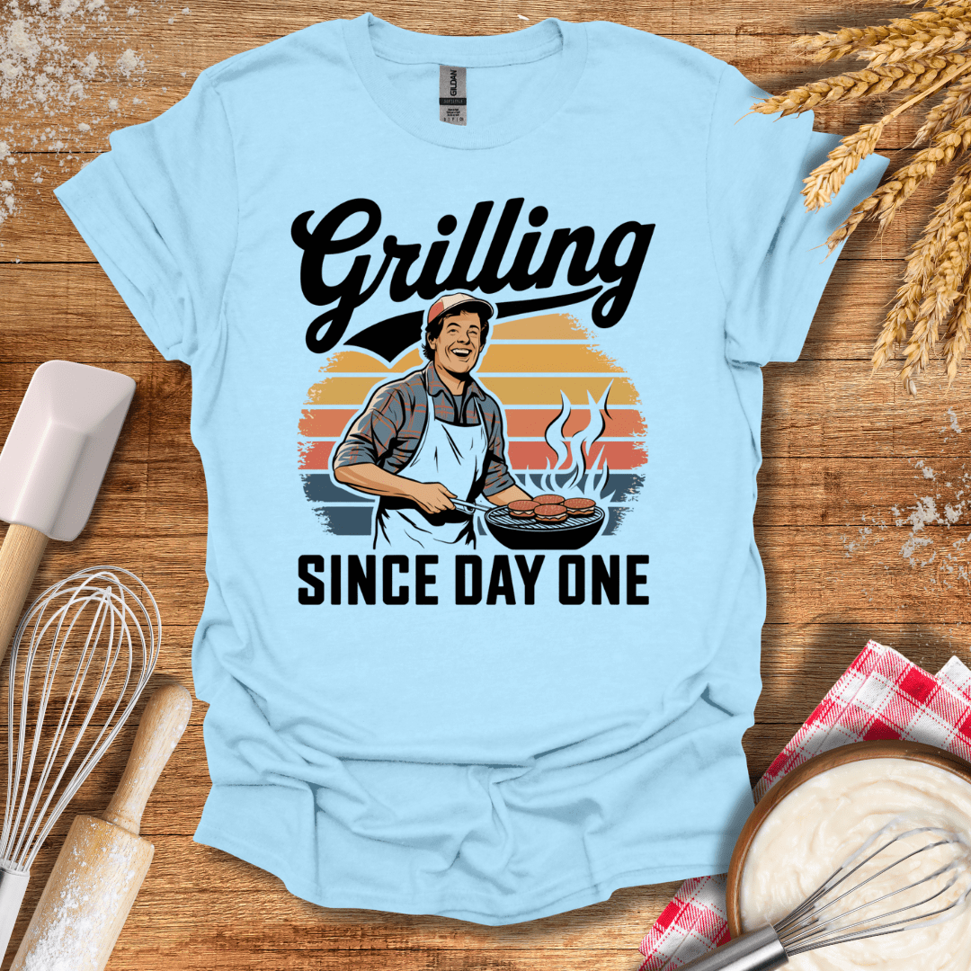 Grilling Since Day One T-Shirt Light Blue / S Baking Threads