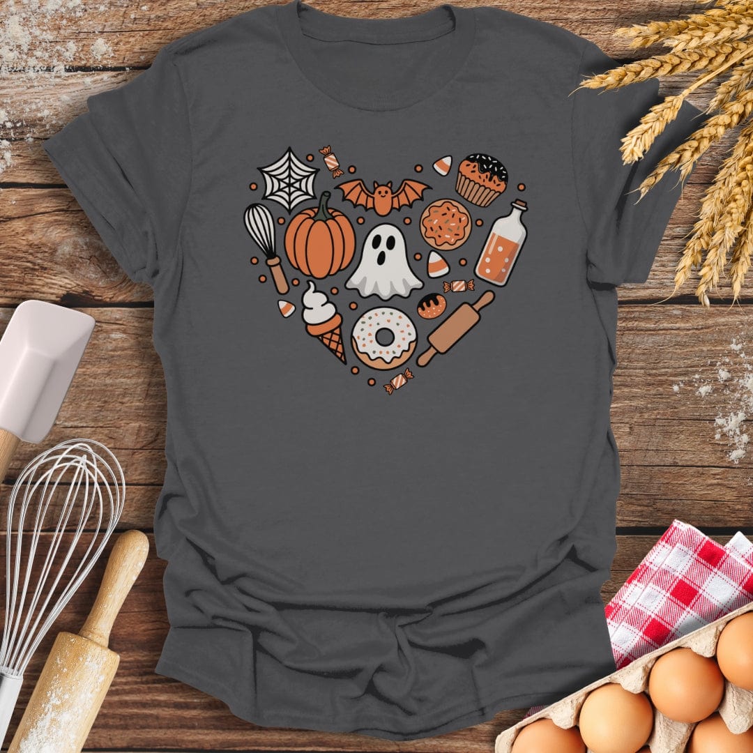 Halloween Heart T-Shirt Charcoal / S Baking Threads