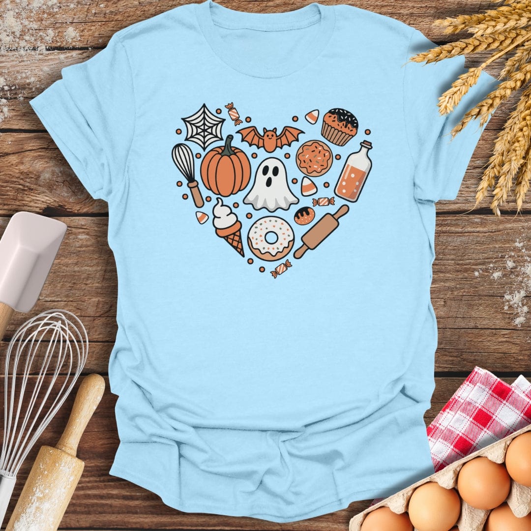 Halloween Heart T-Shirt Light Blue / S Baking Threads
