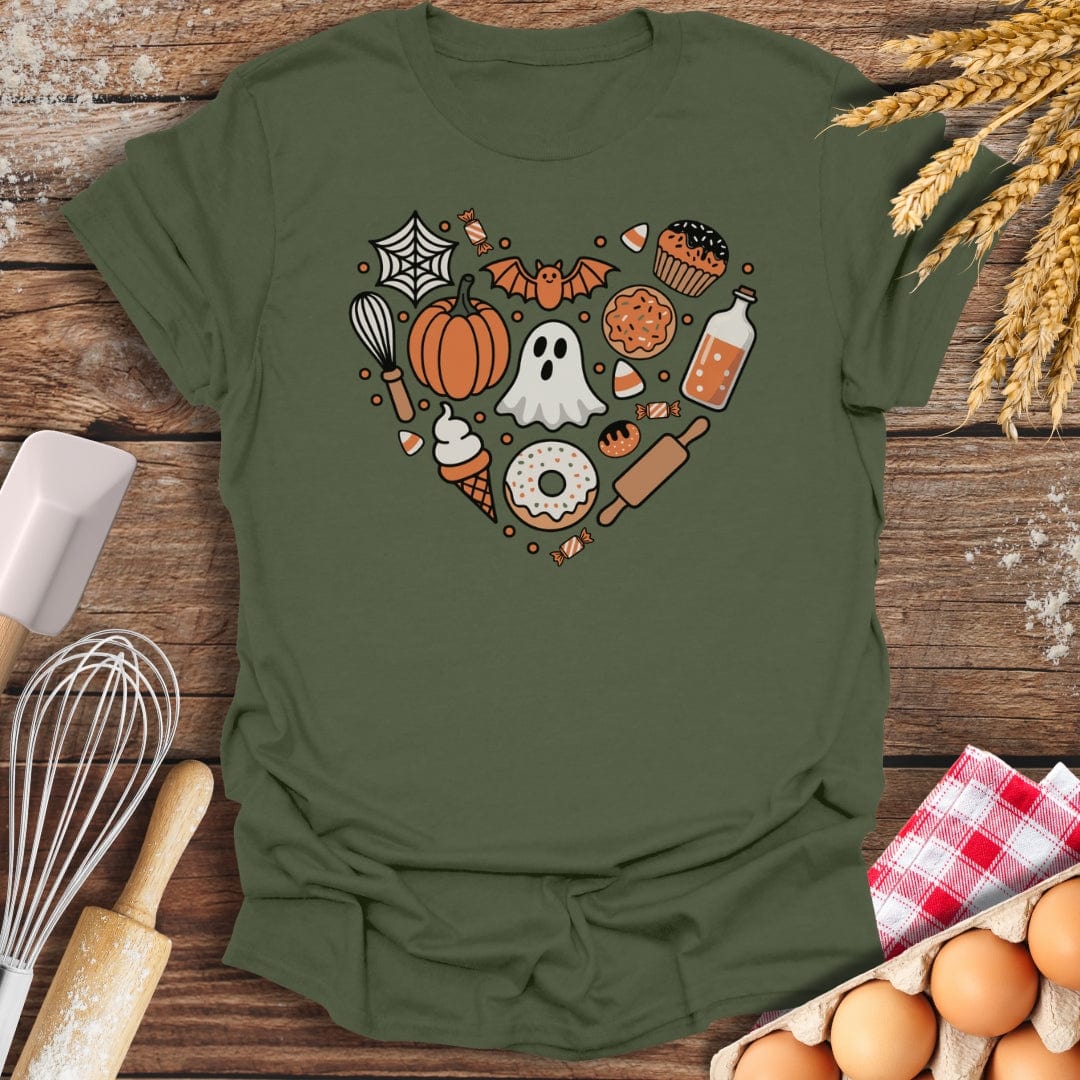 Halloween Heart T-Shirt Military Green / S Baking Threads
