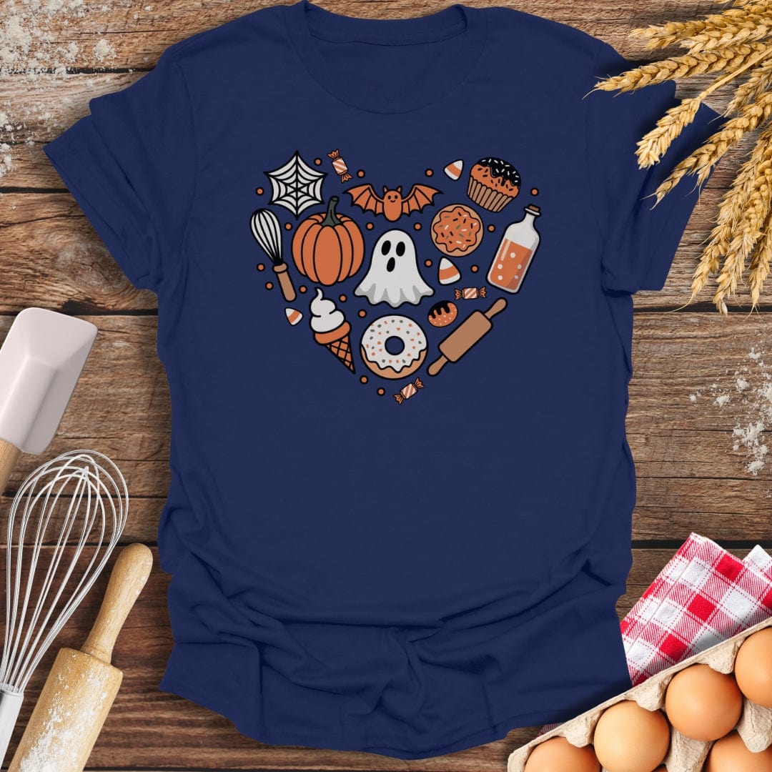 Halloween Heart T-Shirt Navy / S Baking Threads