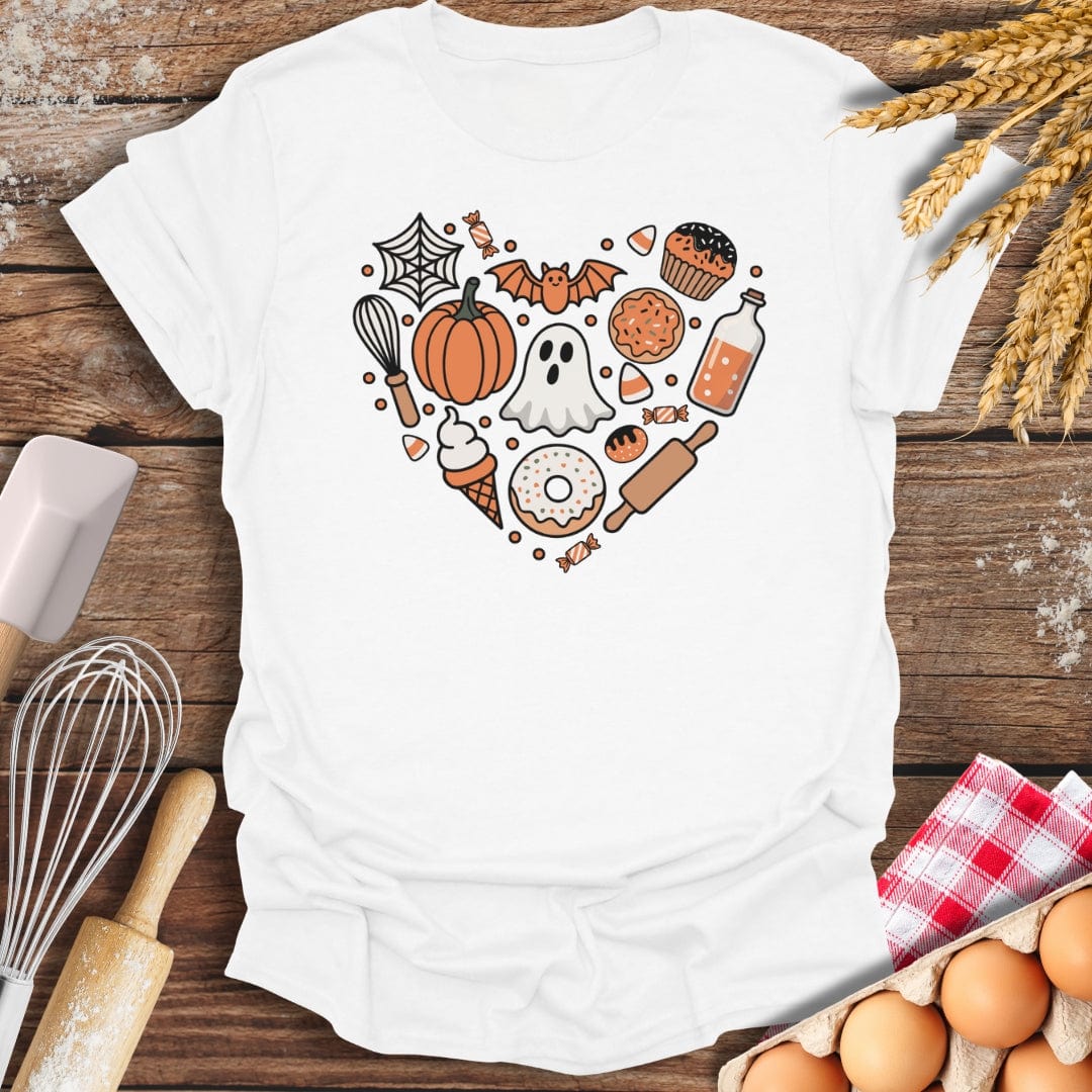 Halloween Heart T-Shirt White / S Baking Threads
