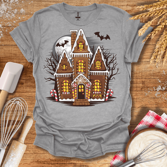 Haunted Gingerbread House T-Shirt Sport Grey / S Baking Threads