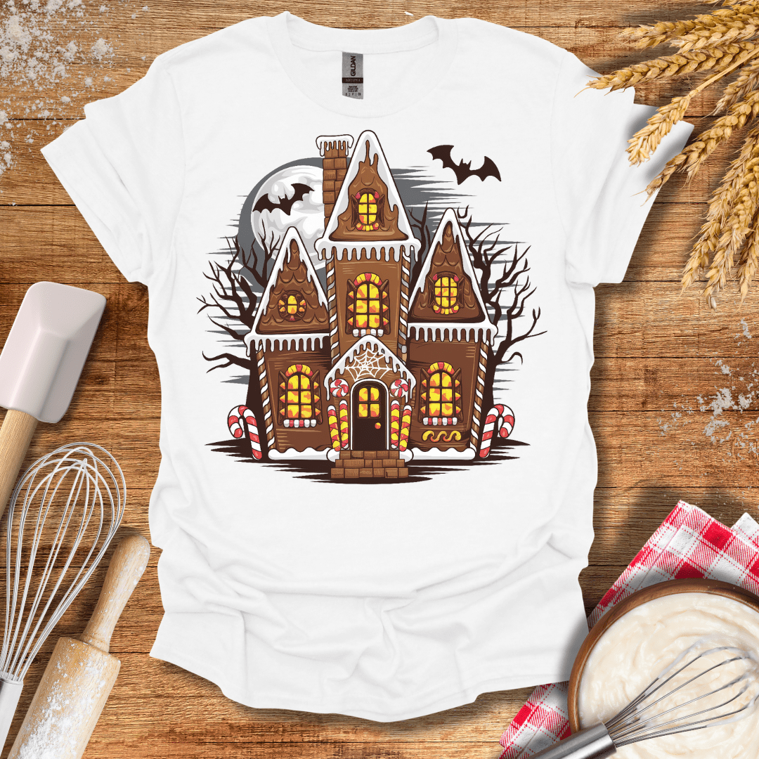 Haunted Gingerbread House T-Shirt White / S Baking Threads