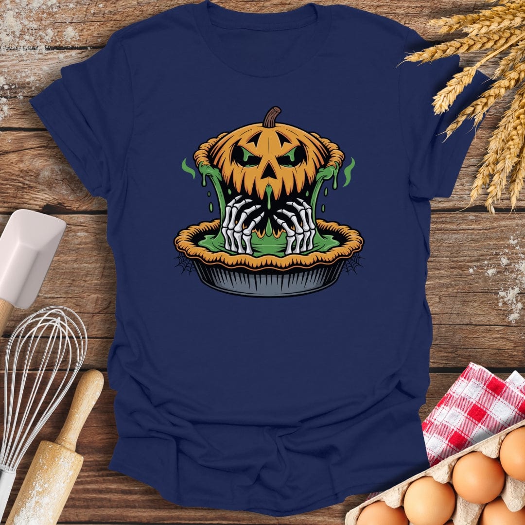 Haunted Pumpkin Pie T-Shirt Navy / S Baking Threads