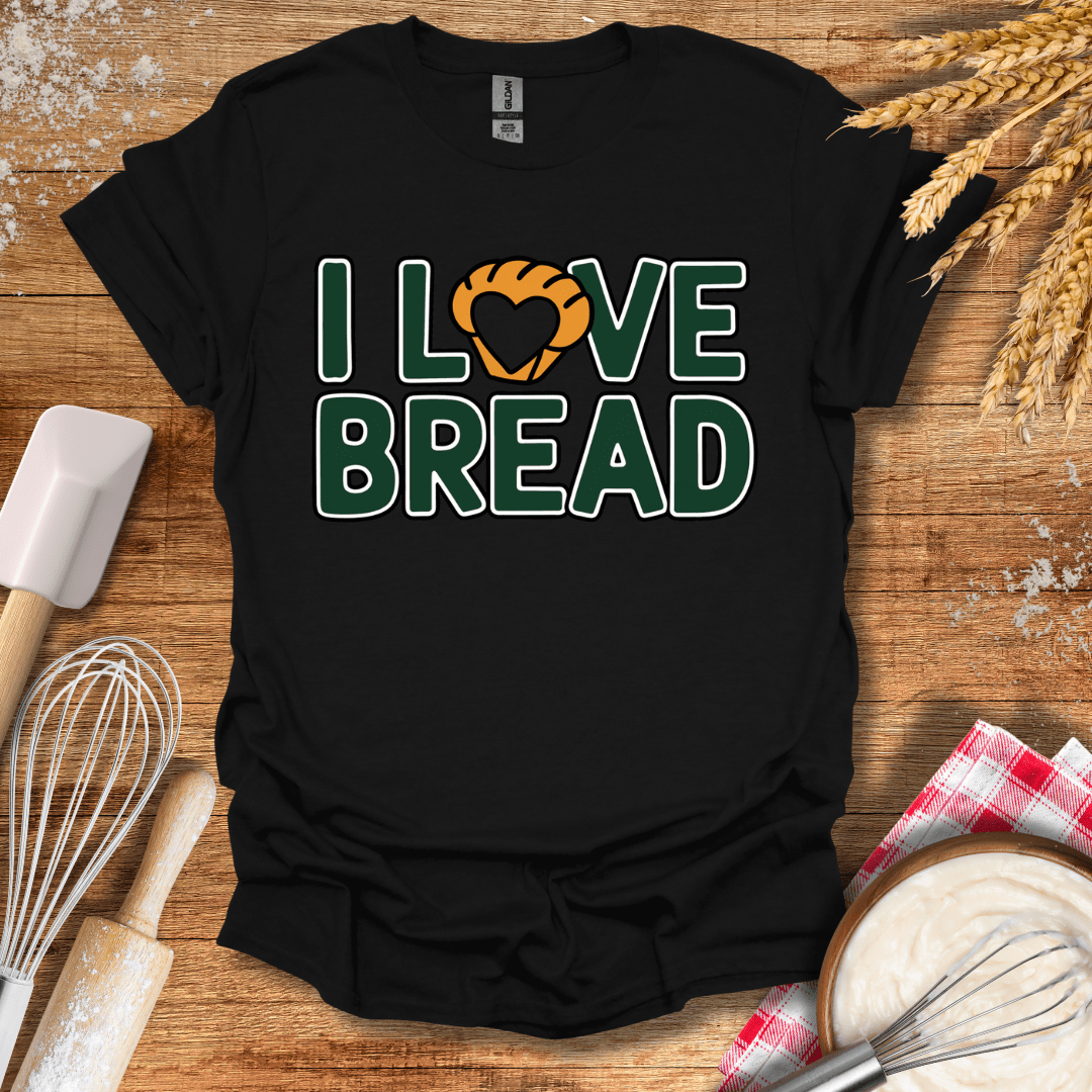 I Love Bread T-Shirt Black / S Baking Threads