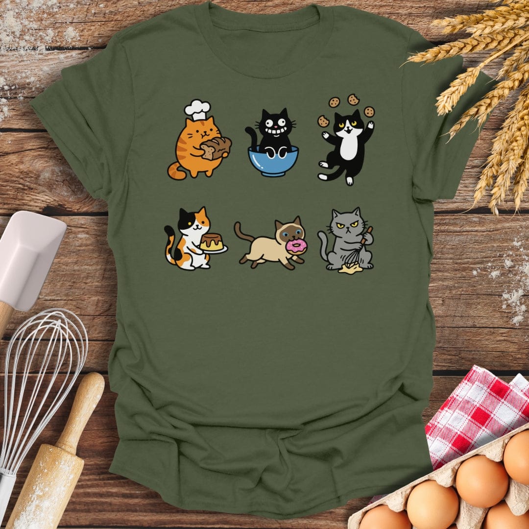 Kitchen Cat-astrophes T-Shirt Military Green / S Baking Threads
