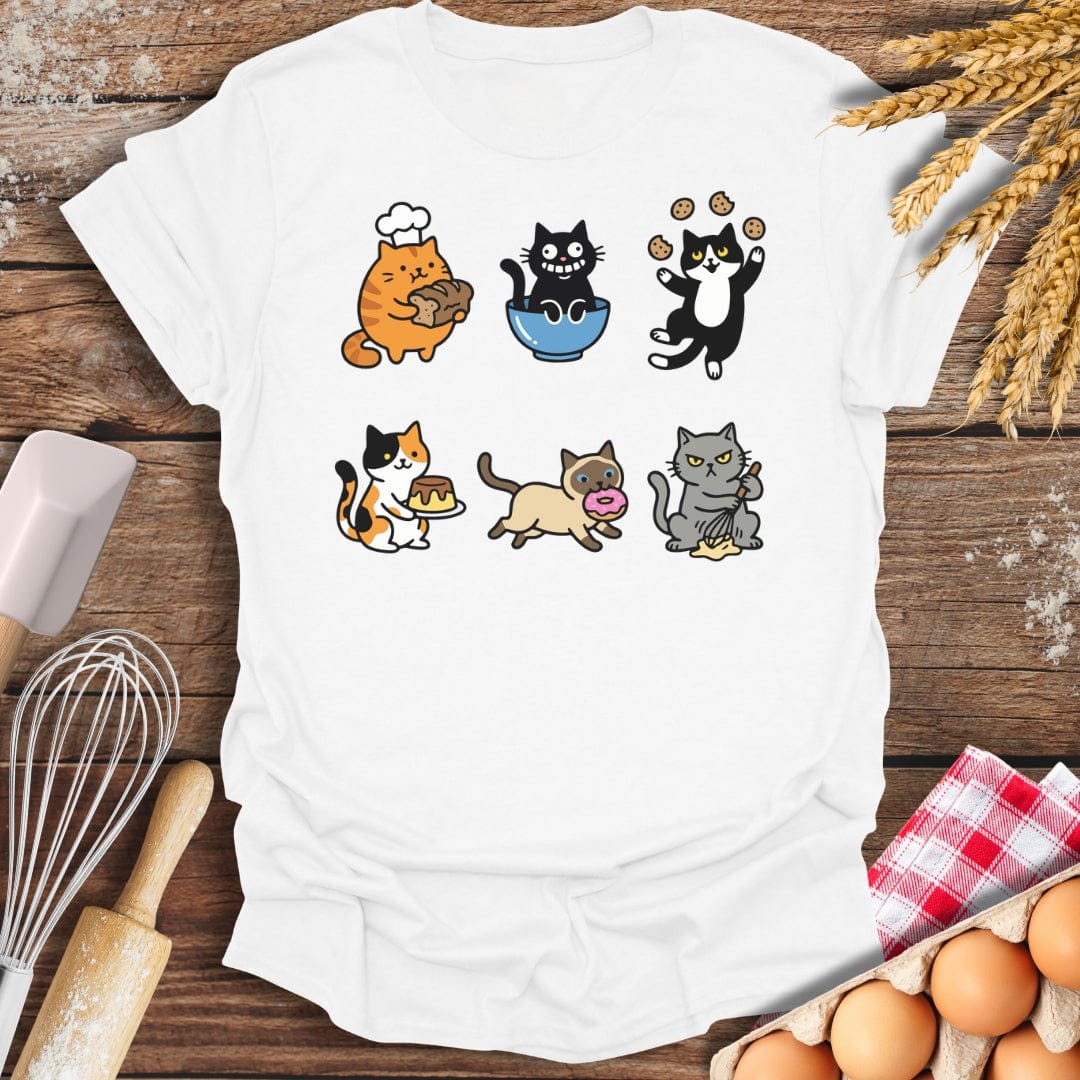 Kitchen Cat-astrophes T-Shirt White / S Baking Threads