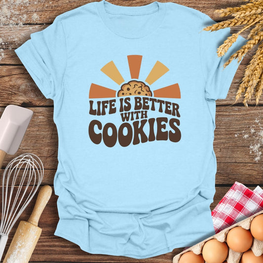 Life Is Better With Cookies T-Shirt Light Blue / S Baking Threads