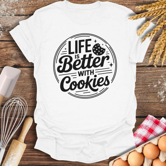 Life Is Better With Cookies T-Shirt White / S Baking Threads