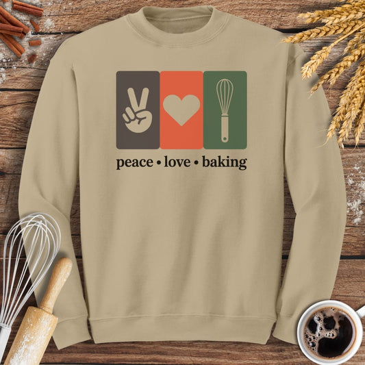 Peace Love Baking Sweatshirt Baking Threads