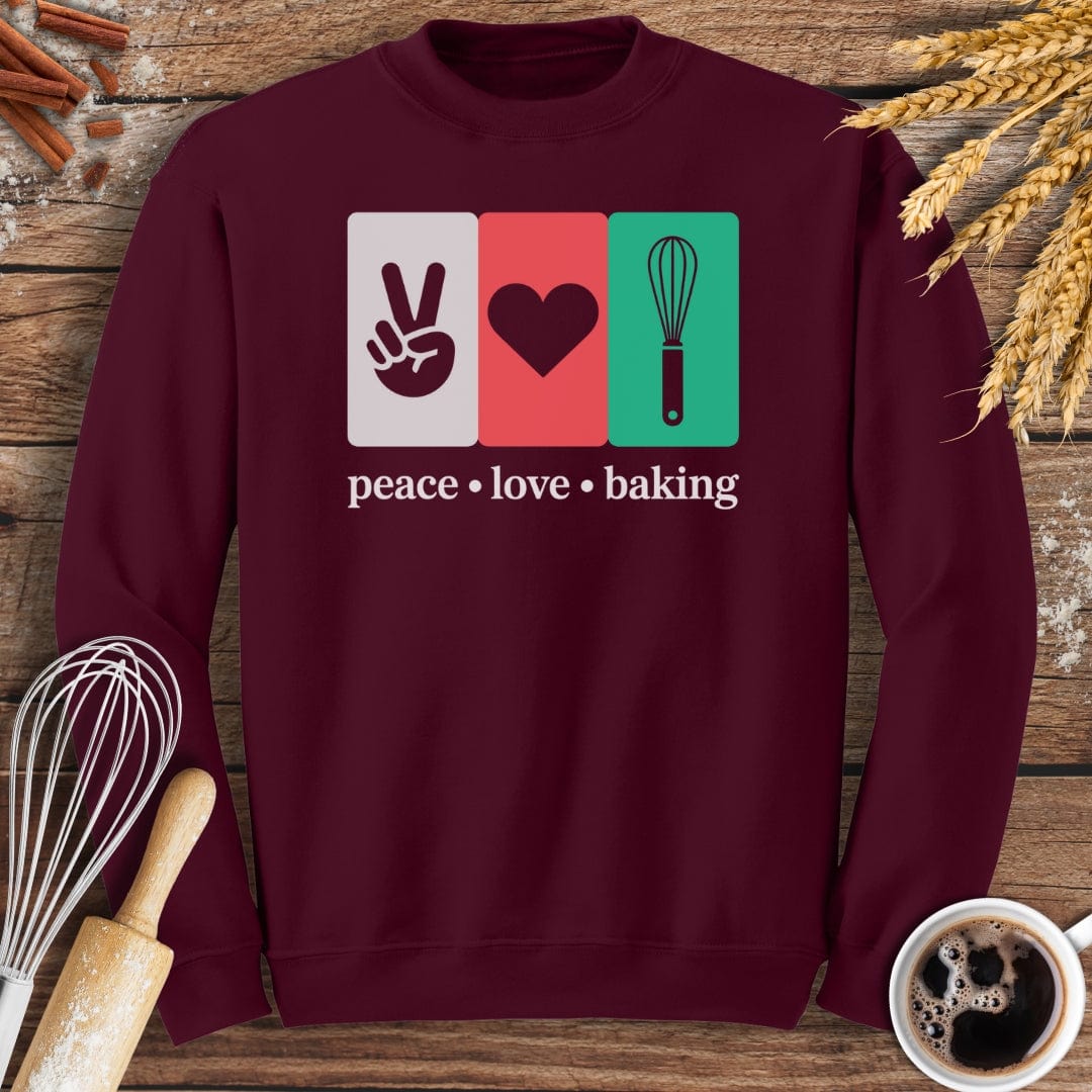 Peace Love Baking Sweatshirt Baking Threads