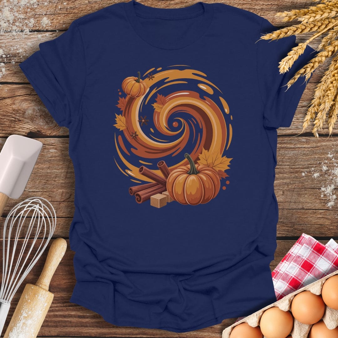 Pumpkin Spice Vortex T-Shirt Navy / S Baking Threads