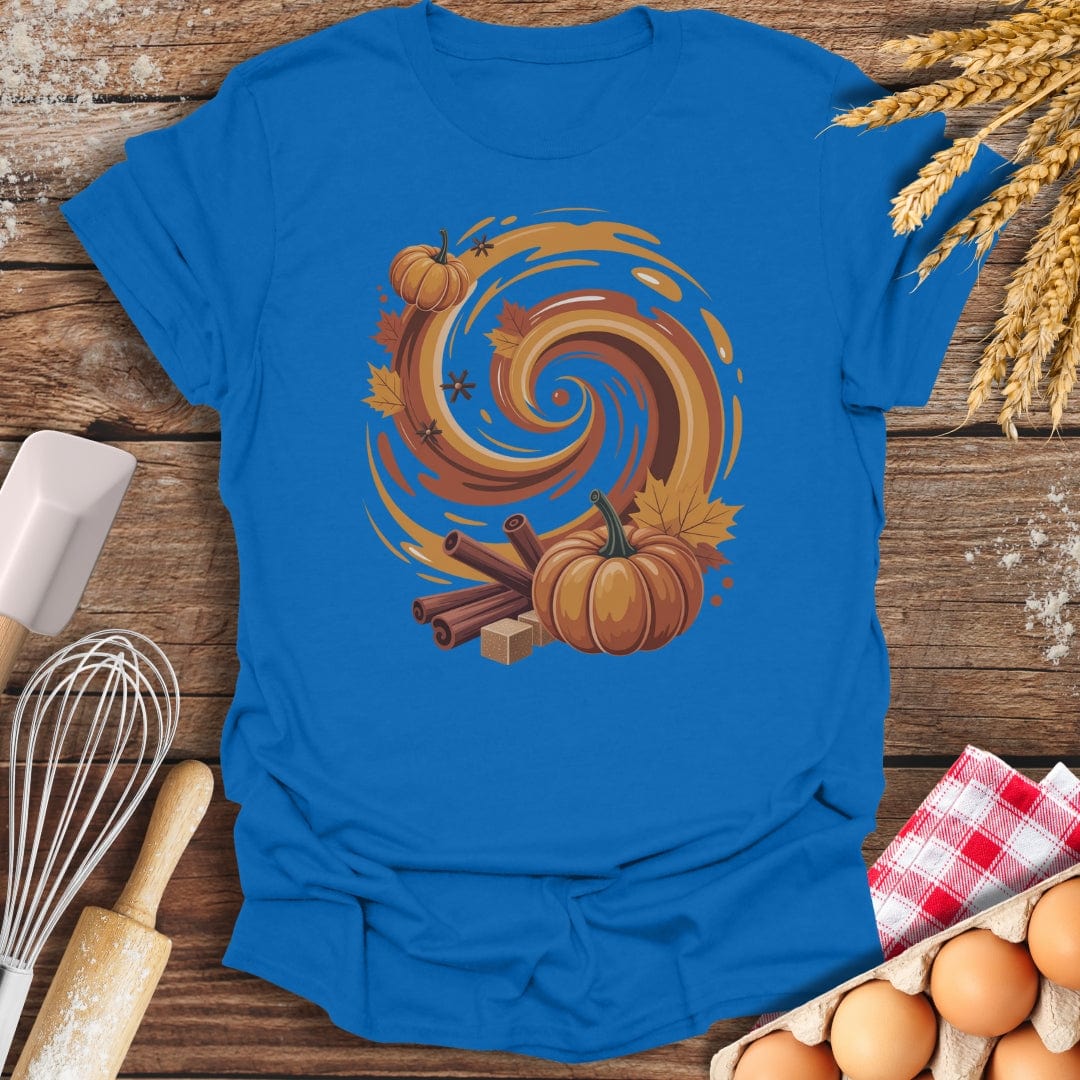 Pumpkin Spice Vortex T-Shirt Royal / S Baking Threads