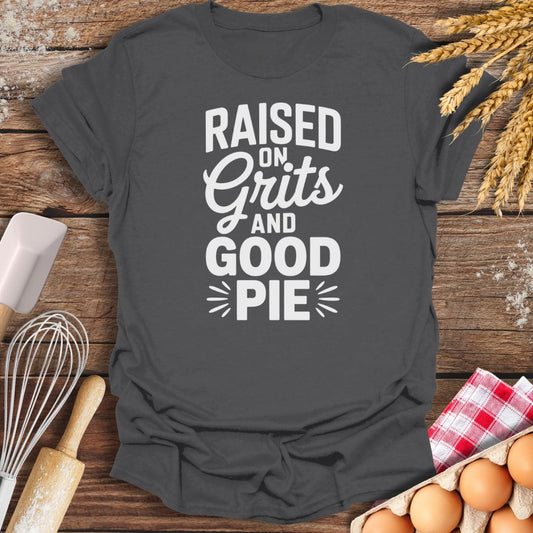 Raised on Grits & Good Pie T-Shirt Charcoal / S Baking Threads