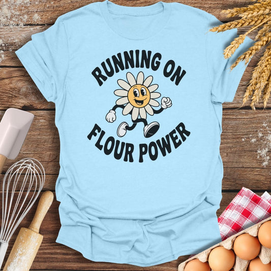 Running On Flour Power T-Shirt Light Blue / S Baking Threads