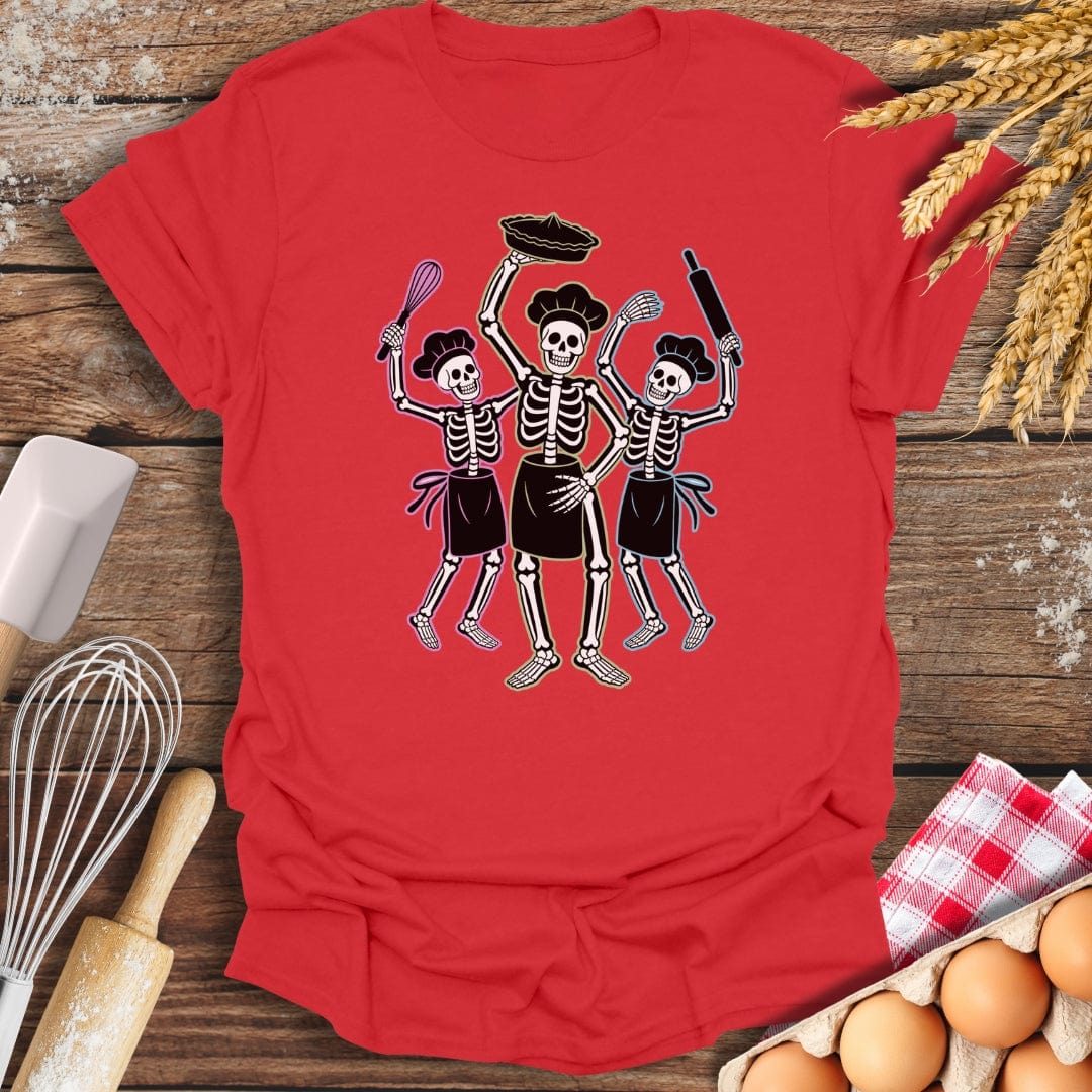 Skeleton Bakers Party T-Shirt Red / S Baking Threads