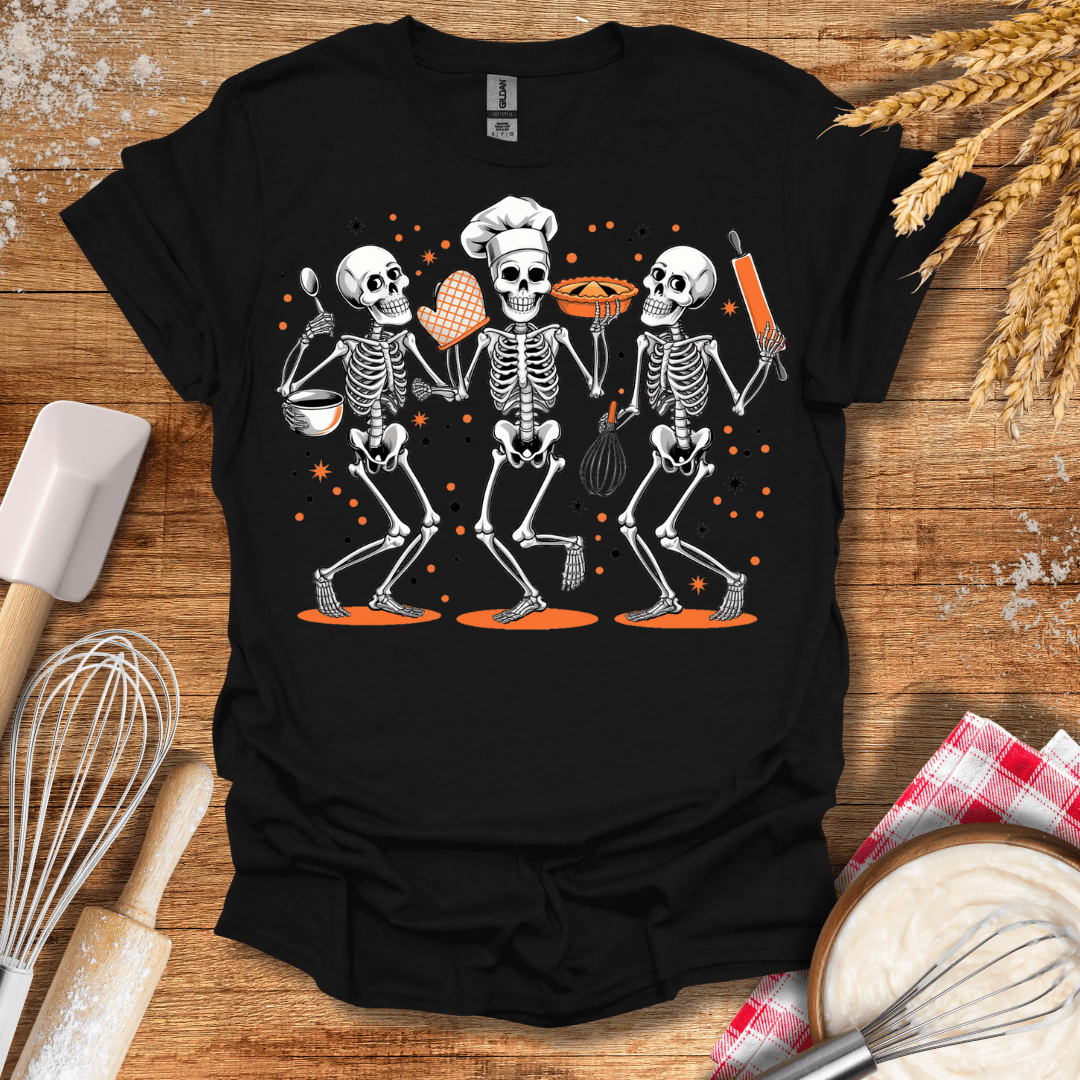 Skeletons Baking T-Shirt Black / S Baking Threads