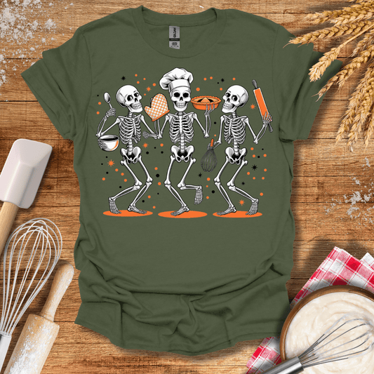 Skeletons Baking T-Shirt Military Green / S Baking Threads