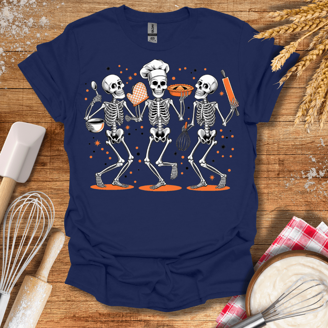 Skeletons Baking T-Shirt Navy / S Baking Threads