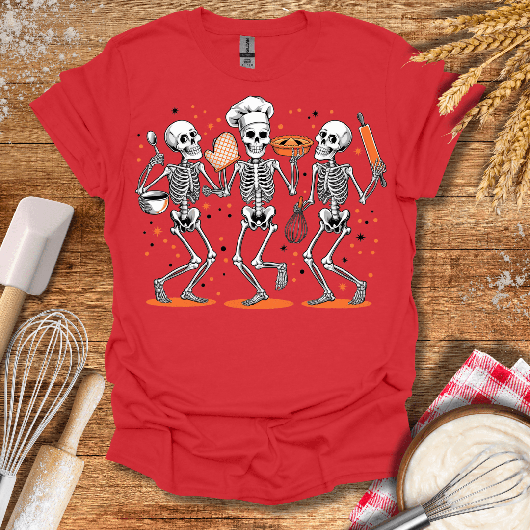 Skeletons Baking T-Shirt Red / S Baking Threads