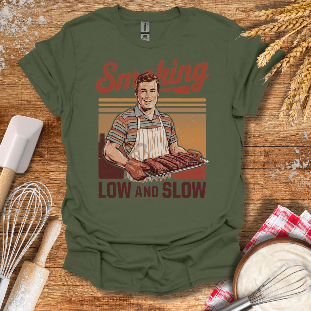 Smoking Low And Slow T-Shirt Military Green / S Baking Threads