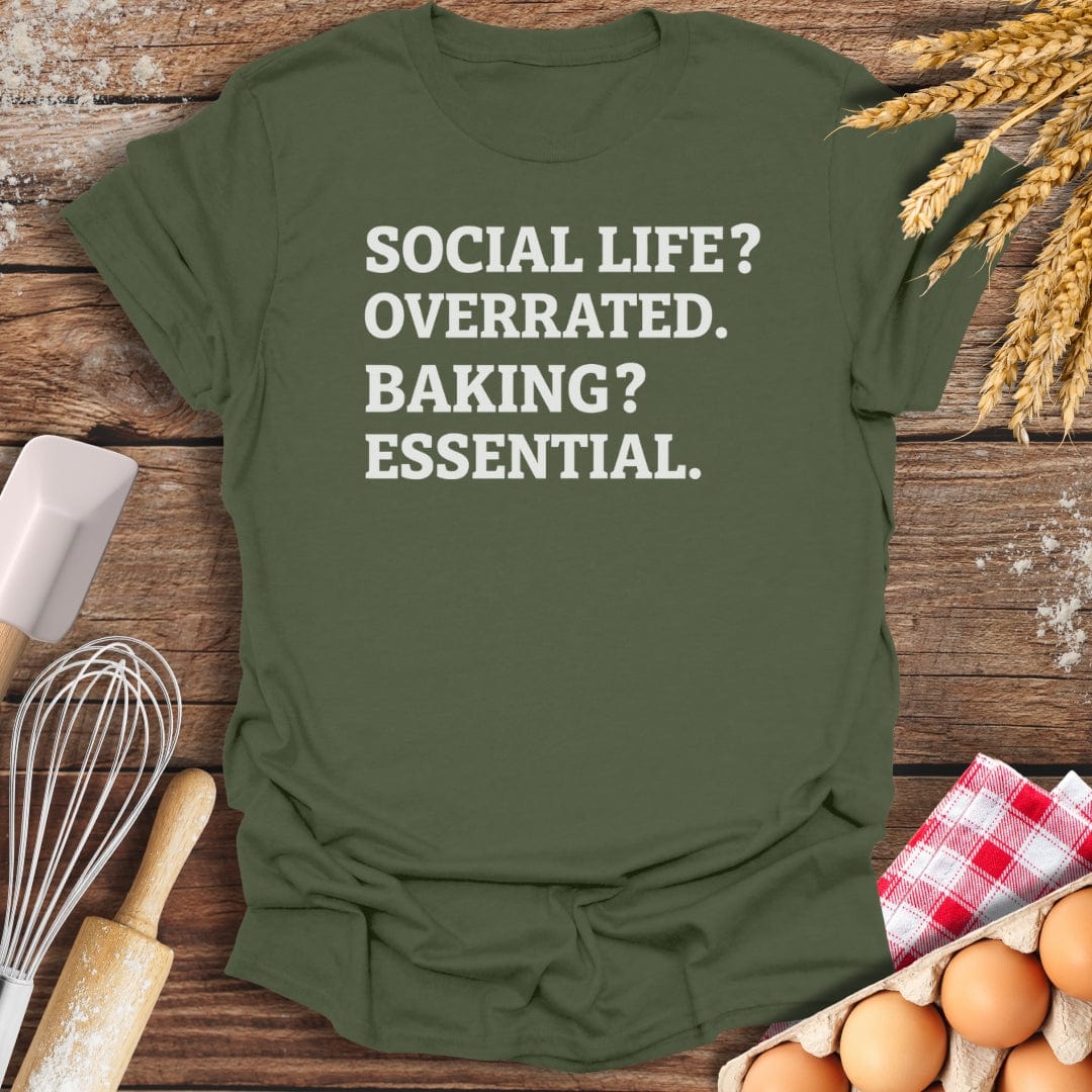 Social Life? T-Shirt Military Green / S Baking Threads
