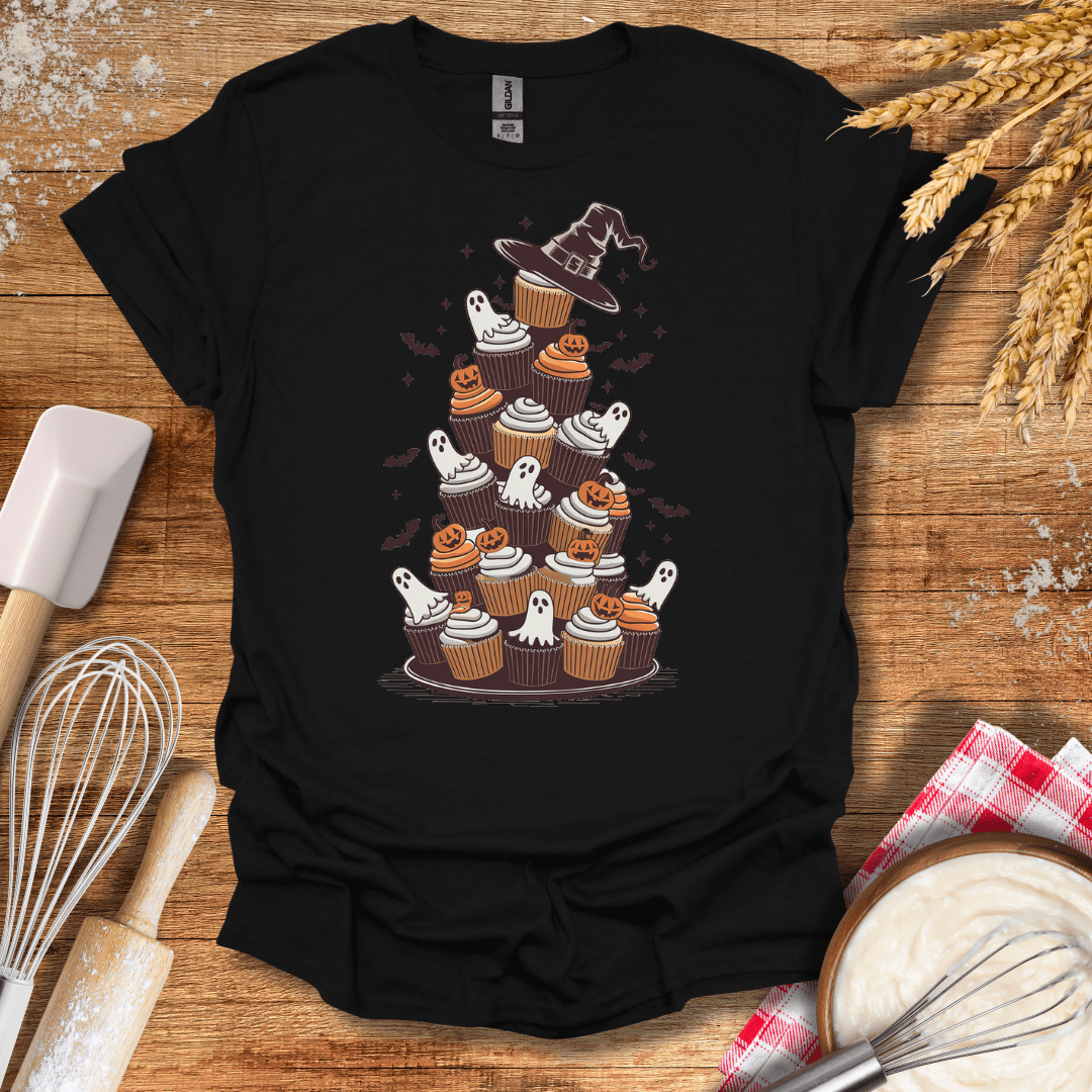 Spooky Cupcake Tower T-Shirt Black / S Baking Threads