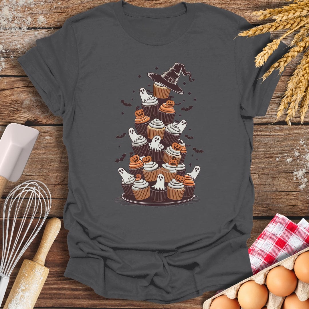 Spooky Cupcake Tower T-Shirt Charcoal / S Baking Threads