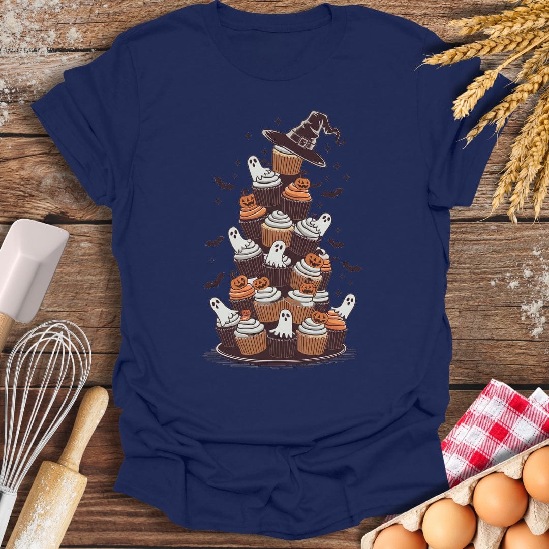 Spooky Cupcake Tower T-Shirt Navy / S Baking Threads