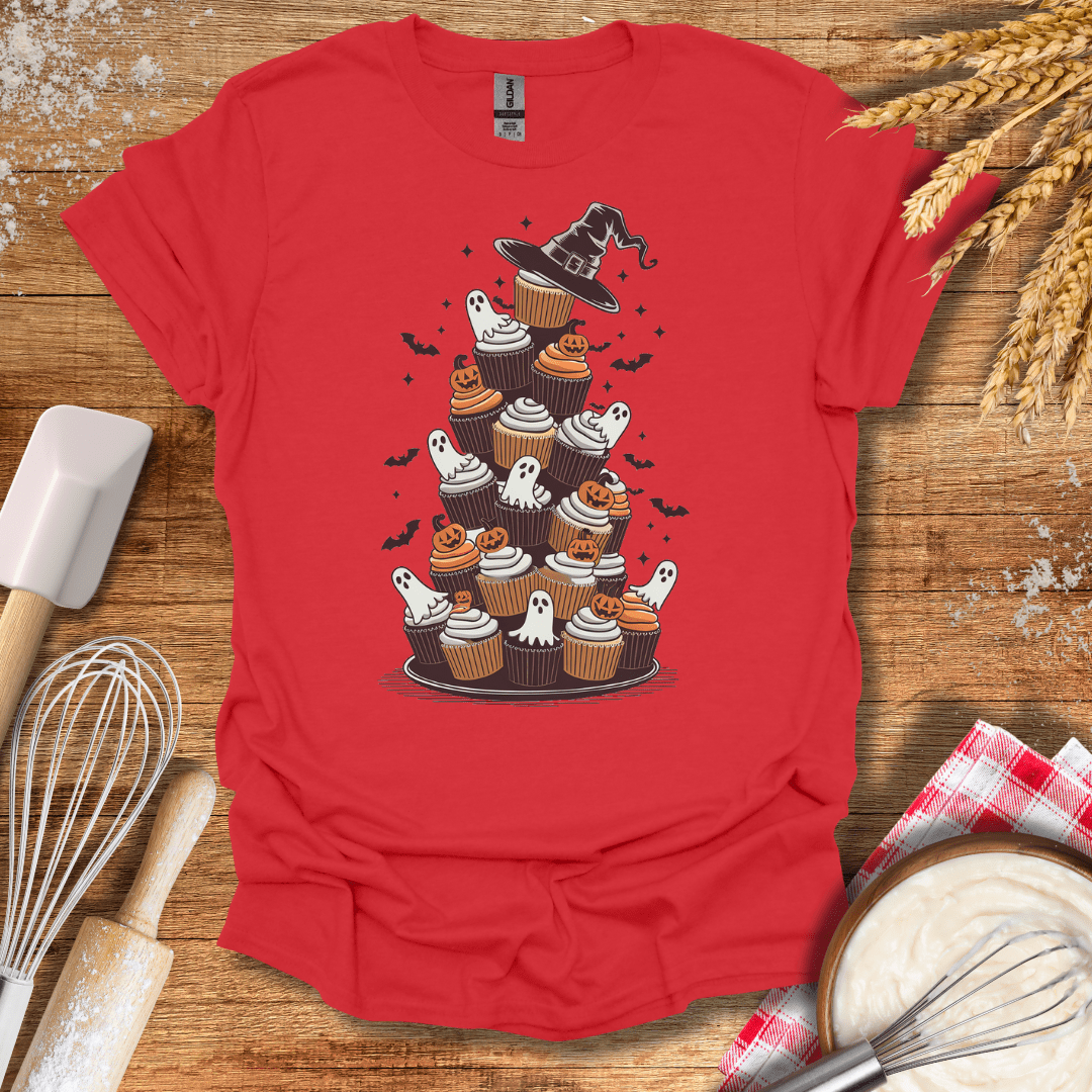 Spooky Cupcake Tower T-Shirt Red / S Baking Threads